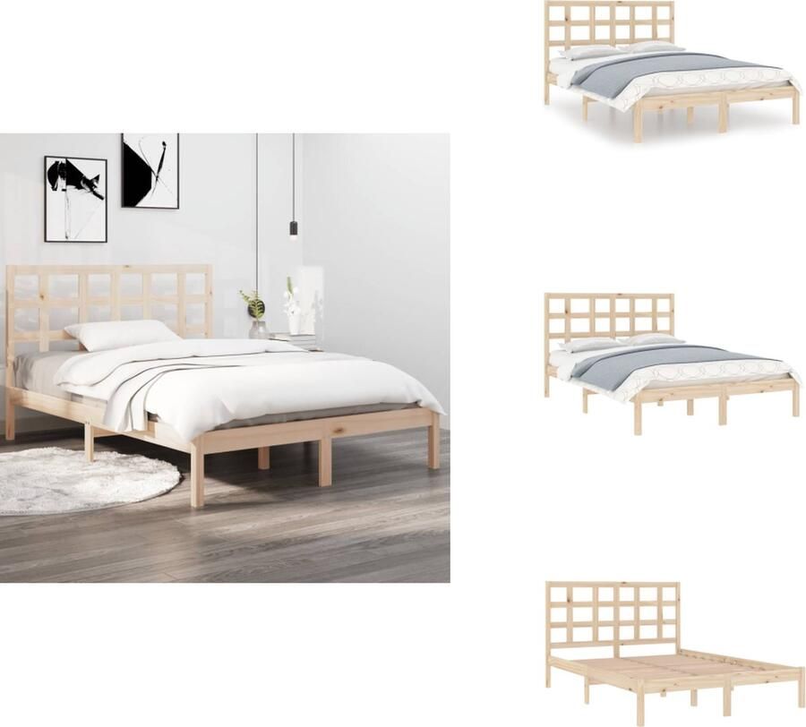 VidaXL The Living Store Bedframe Massief Grenenhout Tijdloos Ontwerp Houten Bedframe Afmeting- 205.5 x 206 x 100 cm Ken- Montage vereist - Foto 5