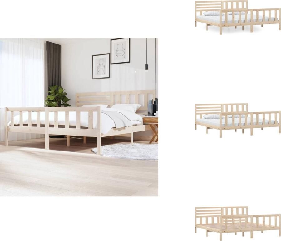 VidaXL The Living Store Bedframe Massief Grenenhout Tijdloos Ontwerp Houten Bedframe Afmeting- 205.5 x 206 x 100 cm Ken- Montage vereist - Foto 10