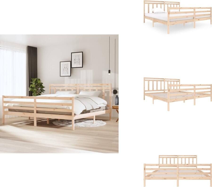 VidaXL The Living Store Bedframe Massief Grenenhout Tijdloos Ontwerp Houten Bedframe Afmeting- 205.5 x 206 x 100 cm Ken- Montage vereist - Foto 7