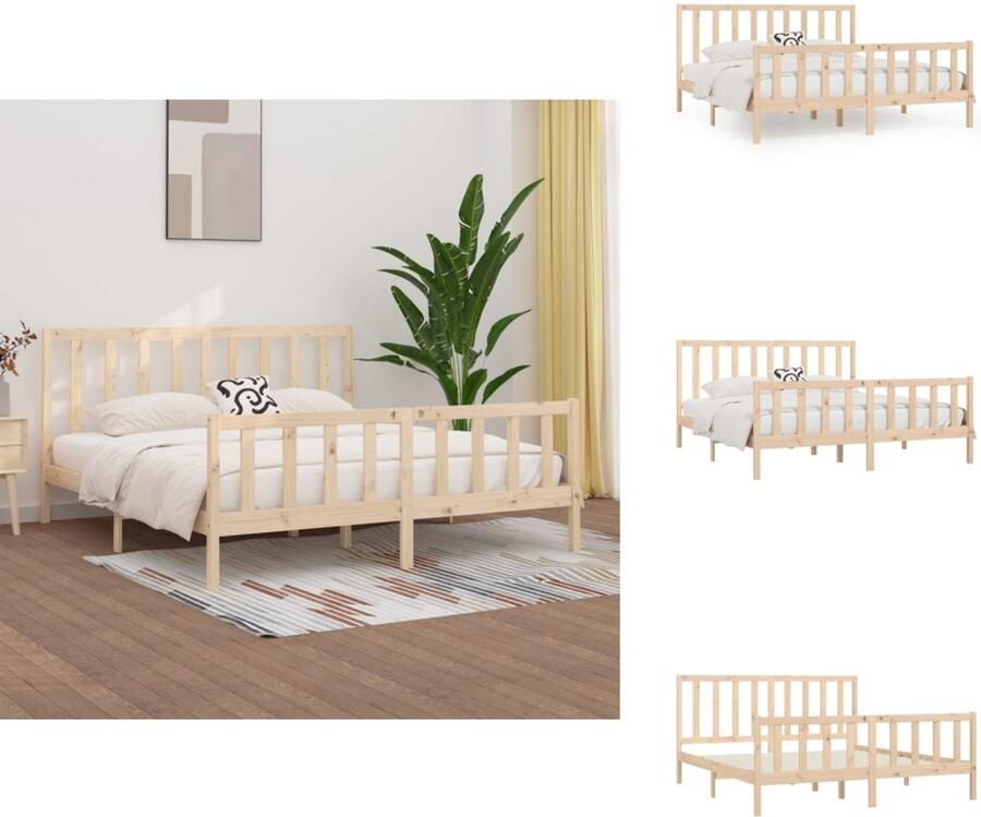 VidaXL Bedframe Grenenhout 206 x 205.5 x 100 cm Hoogwaardig stabiel Tijdloos ontwerp Bed - Foto 2