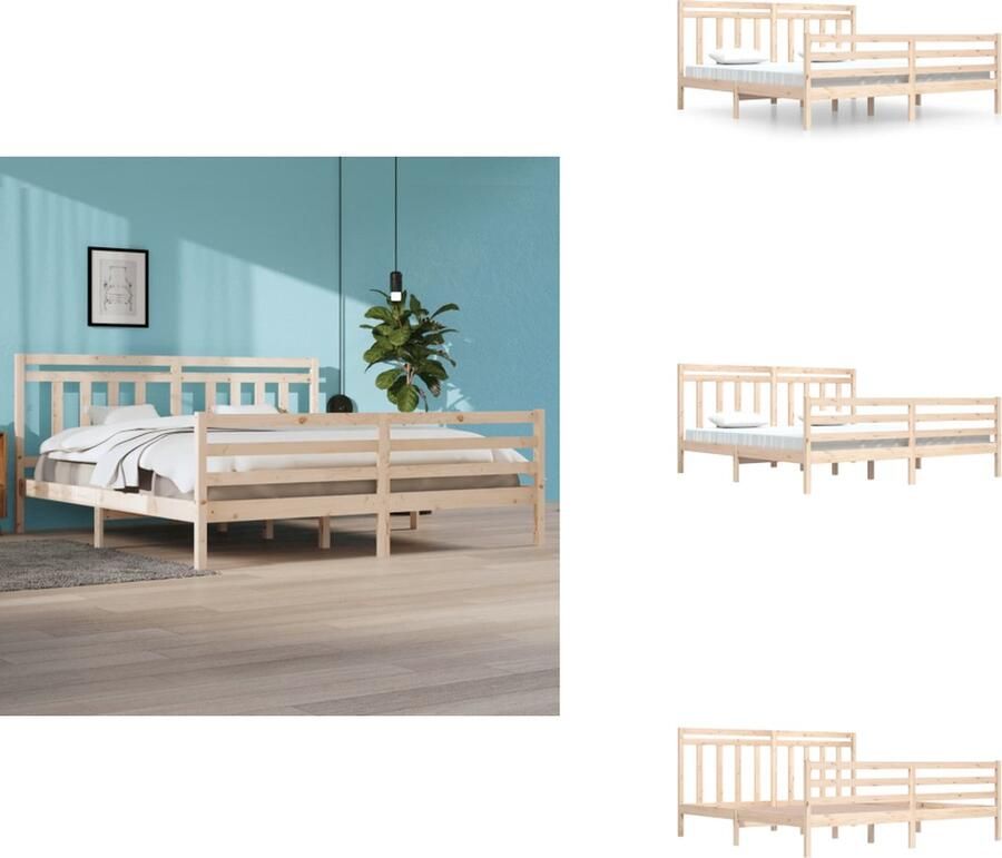 VidaXL Bedframe Classic s Massief grenenhout Multiplex lattenbodem 205.5 x 205.5 x 69.5 cm Matras 200 x 200 cm Montage vereist Inclusief 1 x hoofdeind Bed