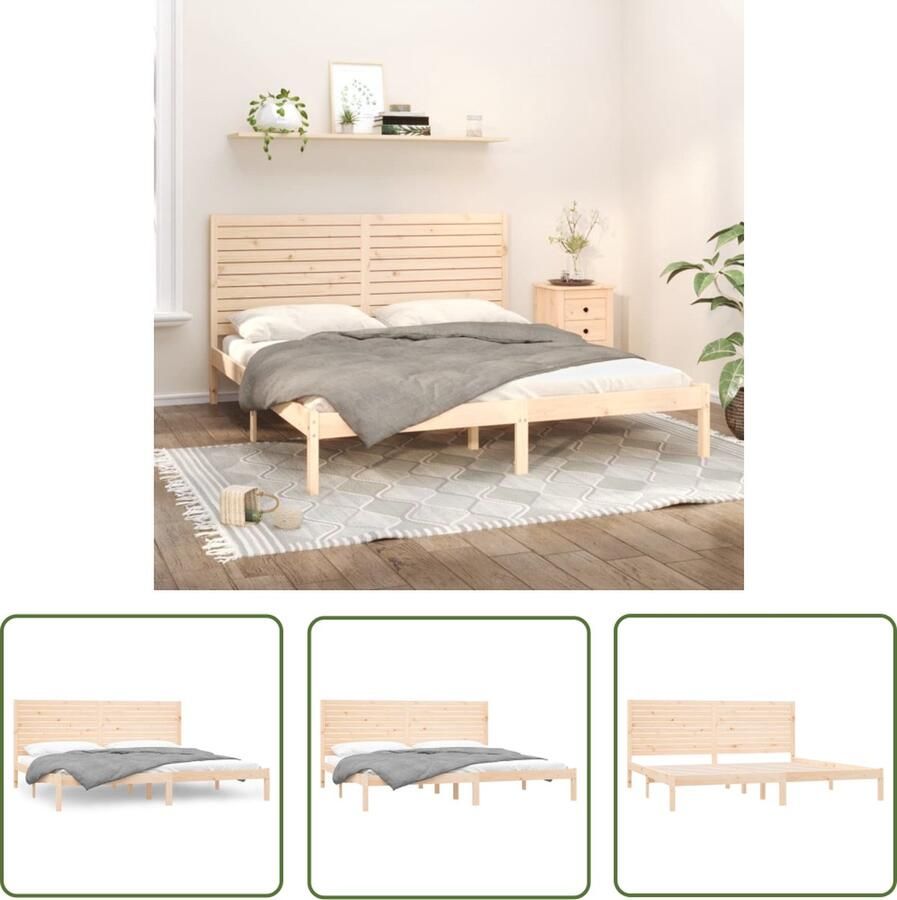 VidaXL The Living Store Bedframe Massief Grenenhout Tijdloos Ontwerp Houten Bedframe Afmeting- 205.5 x 206 x 100 cm Ken- Montage vereist - Foto 2