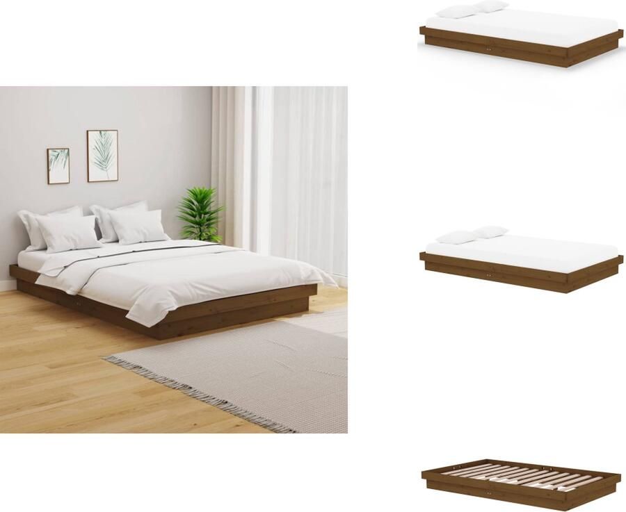 VidaXL Bedframe Bedframes Tweepersoonsbed Bed Bedframe massief hout honingbruin 120x200 cm