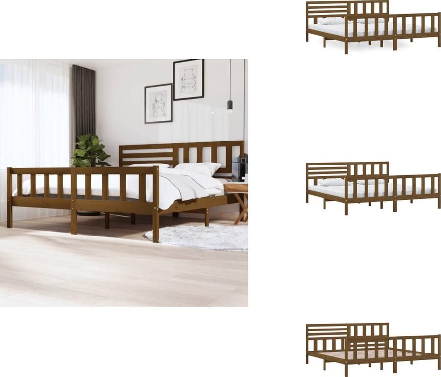 VidaXL Bedframe Bedframes Tweepersoonsbed Bed Bedframe massief hout honingbruin 200x200 cm