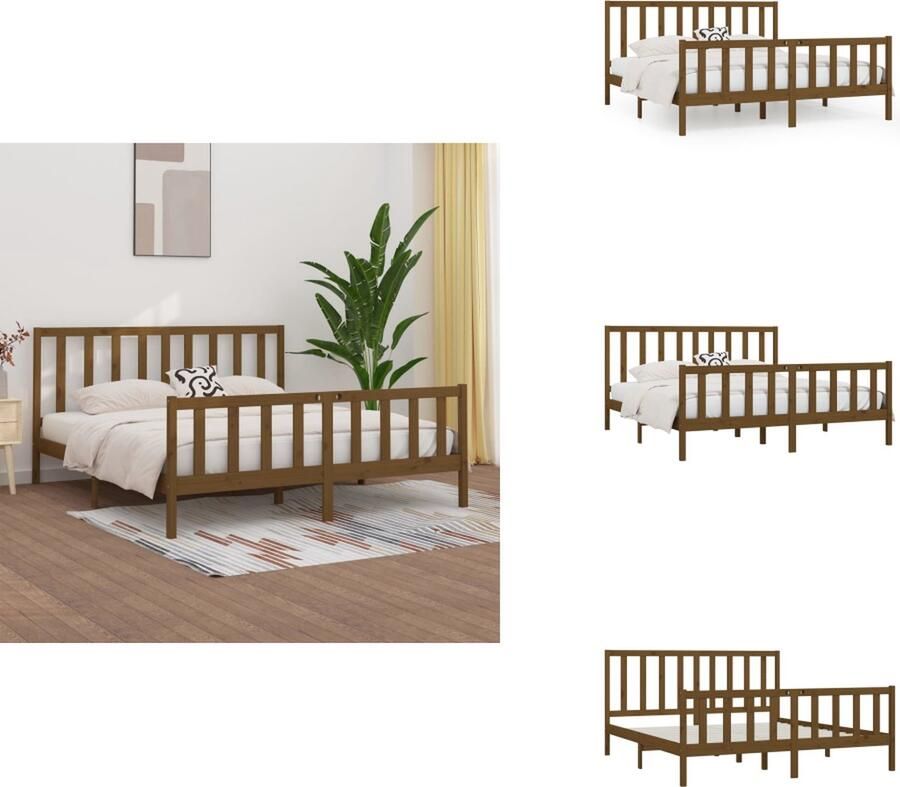 VidaXL Bedframe Bedframes Tweepersoonsbed Bed Bedframe massief hout honingbruin 200x200 cm
