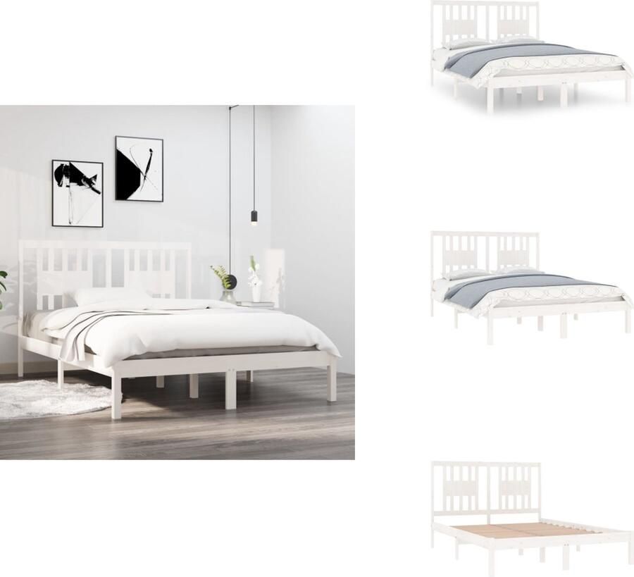 VidaXL Houten Bedframe Klassiek Bed 205.5 x 126 x 100 cm Hoogwaardig massief grenenhout Bed