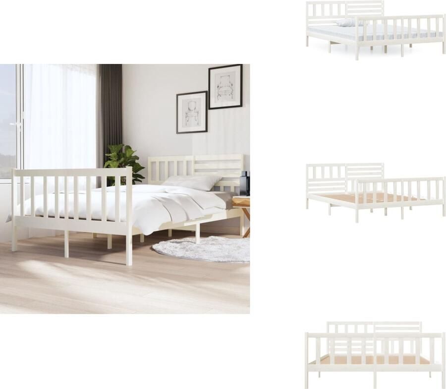 VidaXL Massief Grenenhouten Bedframe Bedframes Afmeting- 202.5 x 138 x 21 cm Ken- Ruimtebesparend Bed - Foto 7
