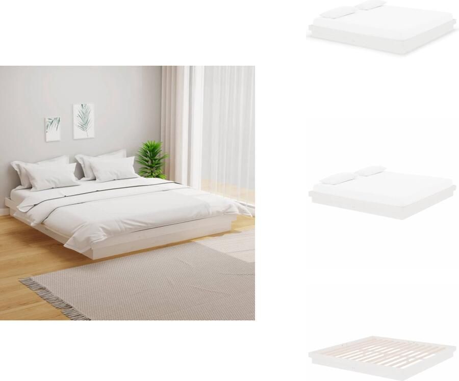 VidaXL Bedframe Bedframes Tweepersoonsbed Bed Bedframe massief hout wit 200x200 cm