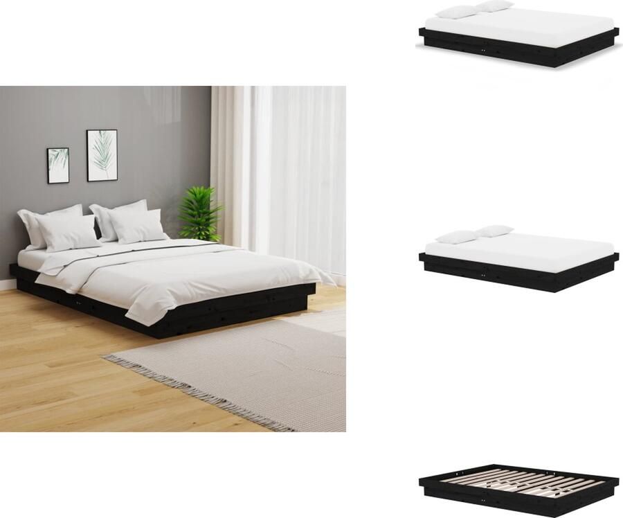 VidaXL Bedframe Houten 195.5 x 145.5 x 69.5 cm Zwart Geschikt voor matras 140 x 190 cm Montage vereist Bed - Foto 7