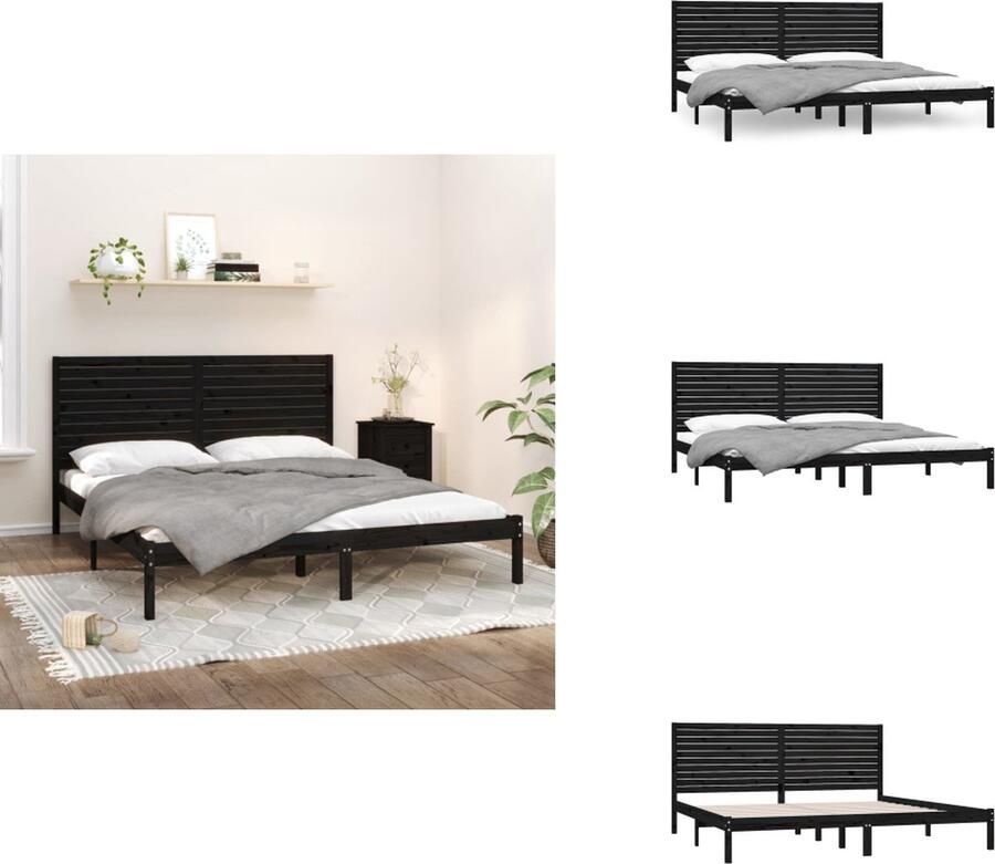 VidaXL Bedframe Grenenhout Zwart 205.5 x 186 x 100 cm 180 x 200 cm Montage vereist Bed