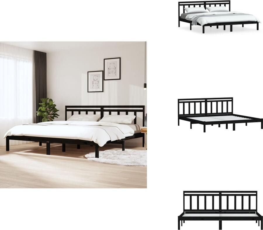 VidaXL Bedframe Houten Zwart 205.5 x 186 x 100 cm Geschikt voor matras 180 x 200 Bed