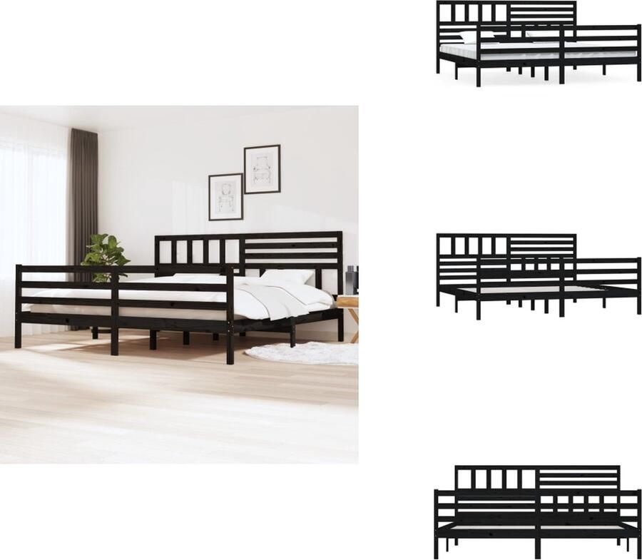 VidaXL Bedframe Houten bedframe Zwart 205.5 x 206 x 100 cm Geschikt voor 200 x 200 cm matras Bed