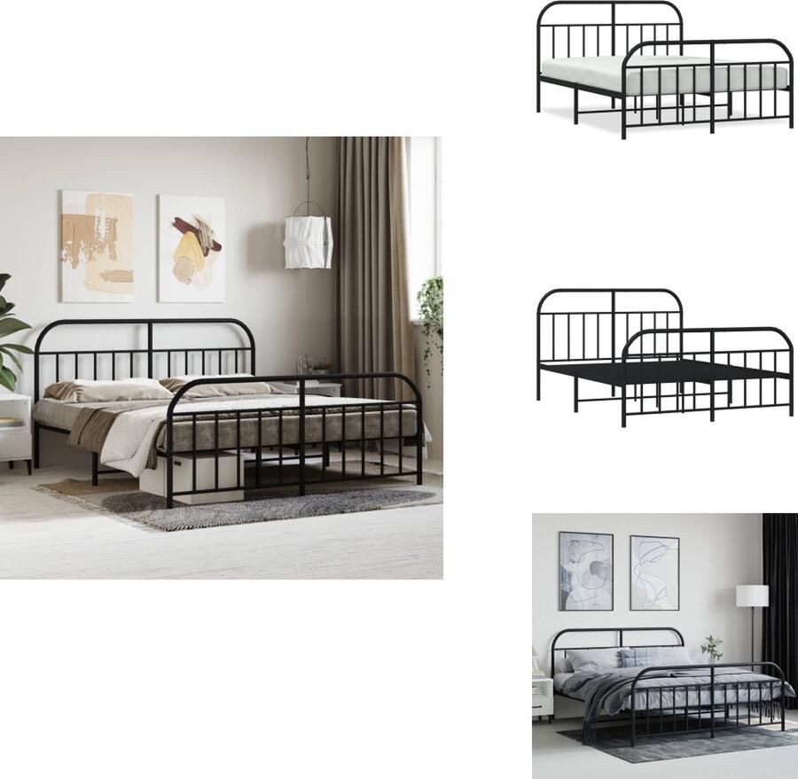 VidaXL Bedframe Bedframes Tweepersoonsbed Bed Bedframe met hoofd- en voeteneinde metaal zwart 183x213 cm