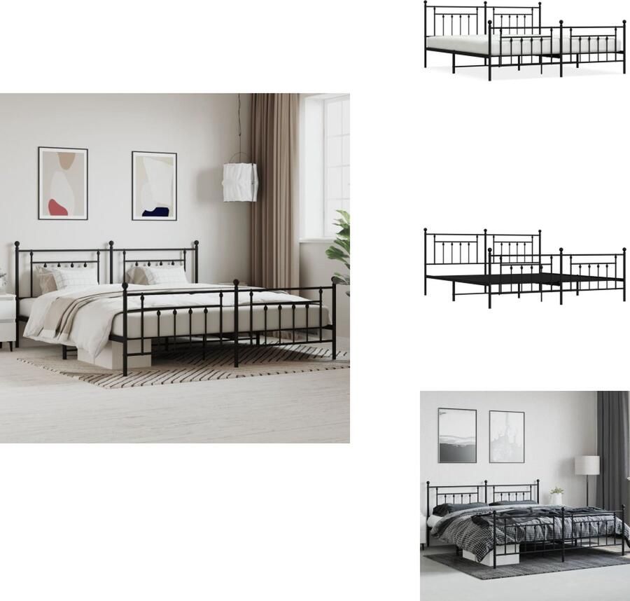 VidaXL Bedframe Bedframes Tweepersoonsbed Bed Bedframe met hoofd- en voeteneinde metaal zwart 193x203 cm