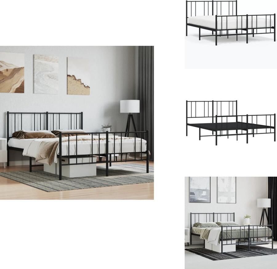 VidaXL Bedframe Classic Metalen constructie Metalen latten en poten Extra opbergruimte Comfortabele ondersteuning Kleur- zwart Afmetingen- 207 x 166 x 90 cm Geschikte matras- 160 x 200 cm Montage vereist Bed - Foto 2