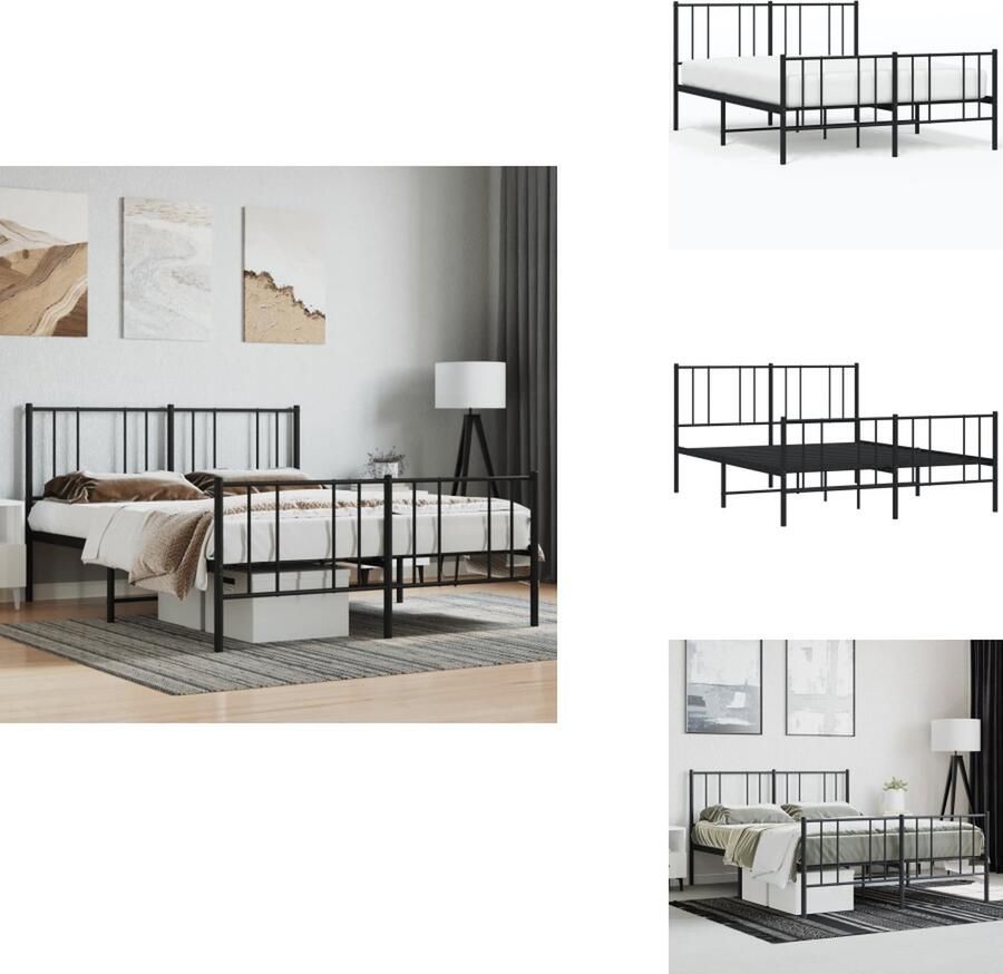 VidaXL Bedframe Bedframes Tweepersoonsbed Bed Bedframe met hoofd- en voeteneinde metaal zwart 140x190 cm