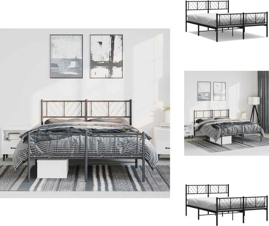 VidaXL Klassiek Bedframe Logeerbed Robuuste Metalen Constructie Metalen Latten Extra Opbergruimte Functioneel Hoofd- en Voeteneinde Zwart 196 x 142 x 90 cm Bed - Foto 2