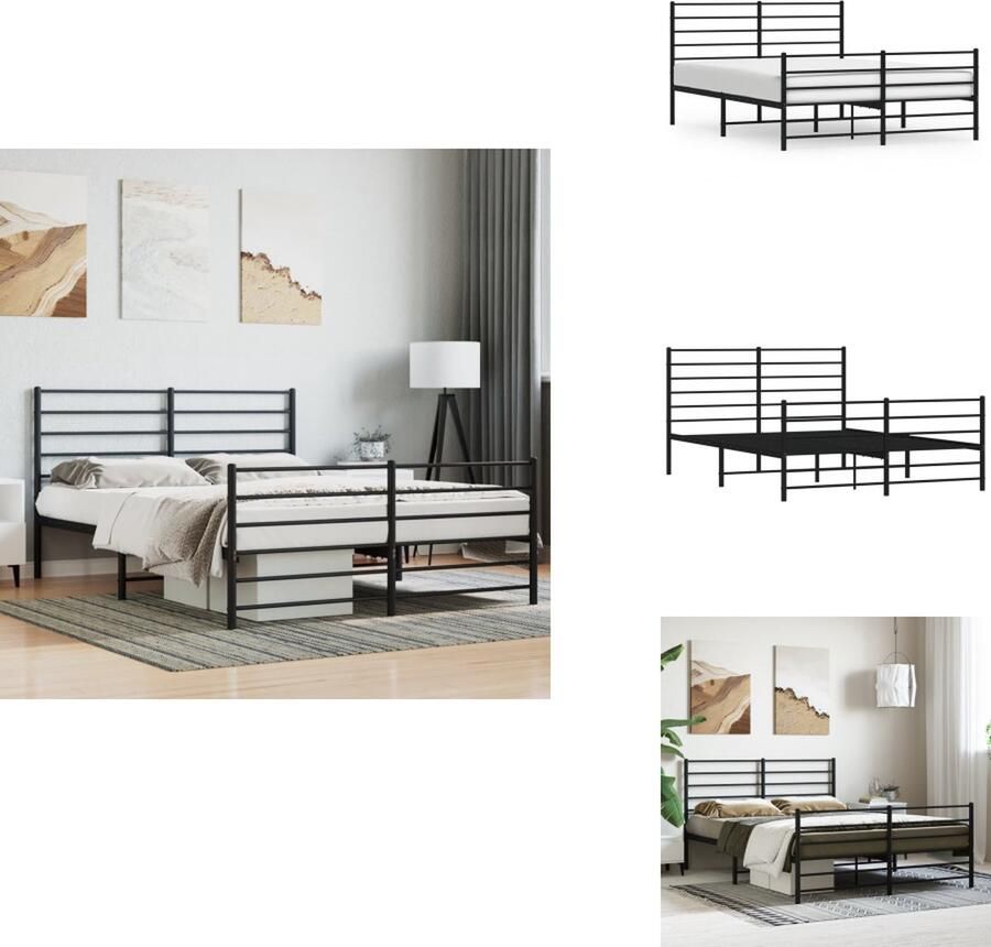 VidaXL Bedframe Classic Metalen constructie Metalen latten Extra opbergruimte Comfortabele ondersteuning Zwart 207x156x90 cm Bed