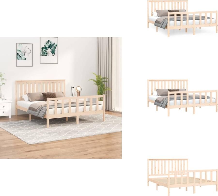 VidaXL Bedframe Bedframes Tweepersoonsbed Bed Bedframe met hoofdbord grenenhout 150x200 cm 5FT King Size
