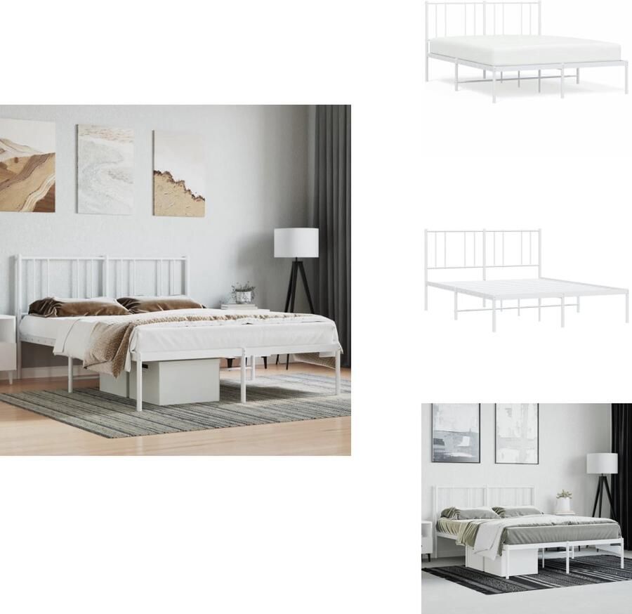 VidaXL Bedframe Klassiek Metalen Constructie Metalen Latten Extra Opbergruimte Hoofdbord Wit 196 x 146 x 90 cm Bed - Foto 2