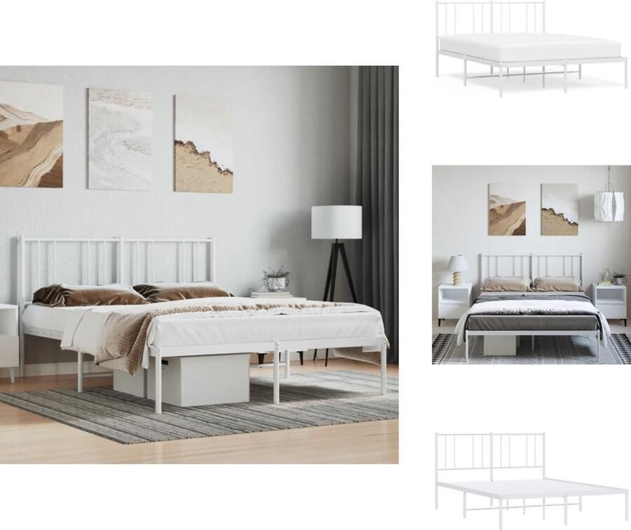 VidaXL Bedframe Classic Robuust Metalen Constructie 207x156x90 cm Extra Opbergruimte Comfortabele Ondersteuning Wit Bed