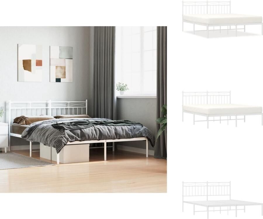 VidaXL Bedframe Klassiek Metalen Constructie Metalen Latten Extra Opbergruimte Comfortabele Ondersteuning Wit 207 x 166 x 90 cm Geschikt voor 160 x 200 cm matras Montage vereist Bed - Foto 5