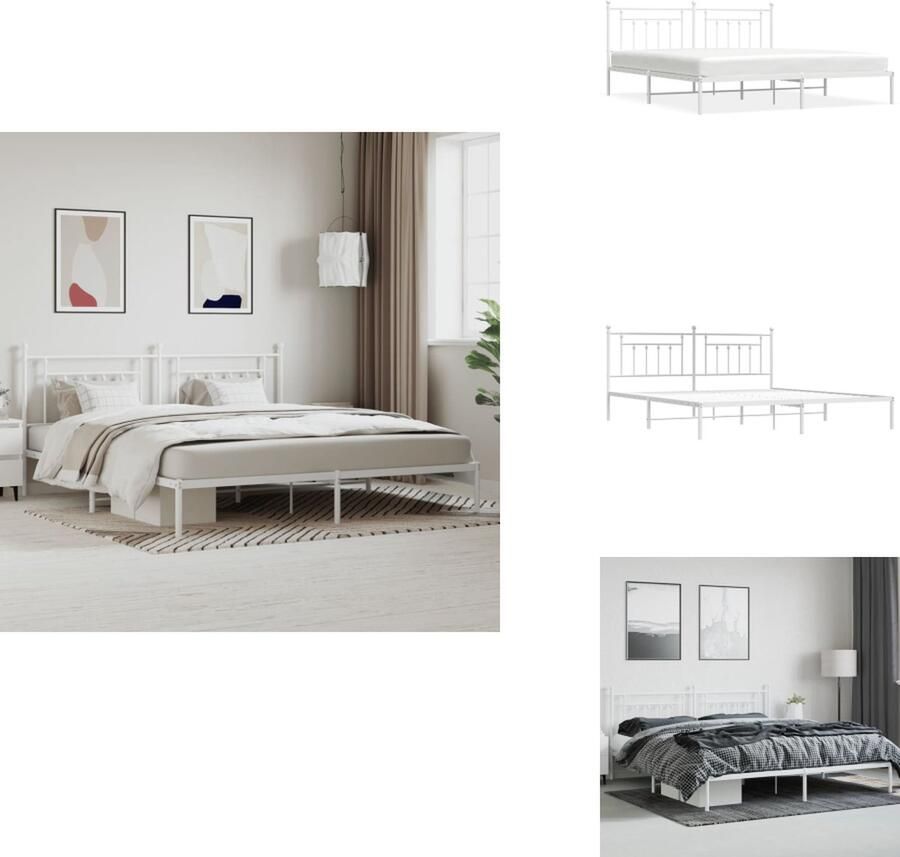 VidaXL Klassiek Bedframe Metalen Constructie Metalen Latten Extra Opbergruimte Comfortabele Ondersteuning Wit 207x112x100 cm Bed - Foto 5