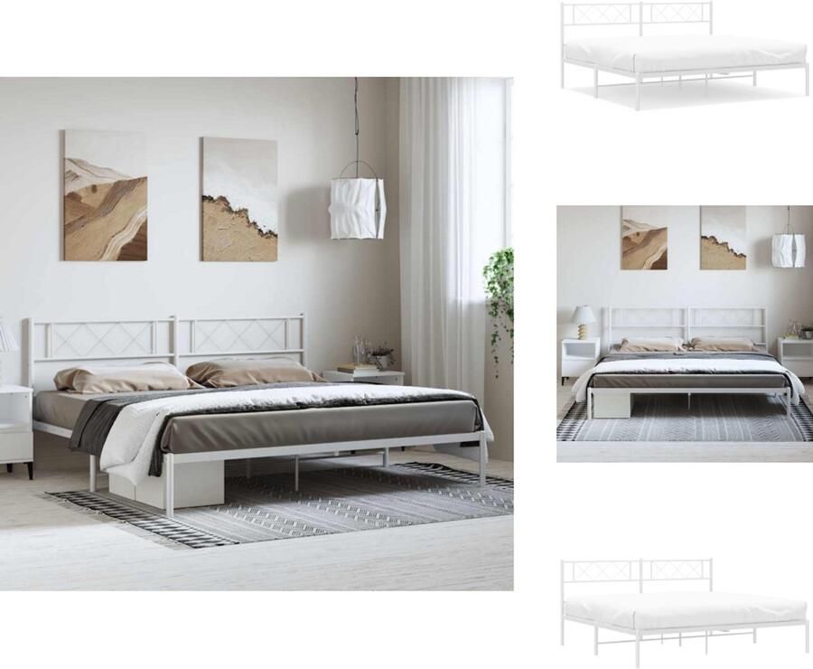 VidaXL Klassiek Bedframe Metalen Constructie Metalen Latten Extra Opbergruimte Comfortabele Ondersteuning Wit 207x112x100 cm Bed - Foto 18