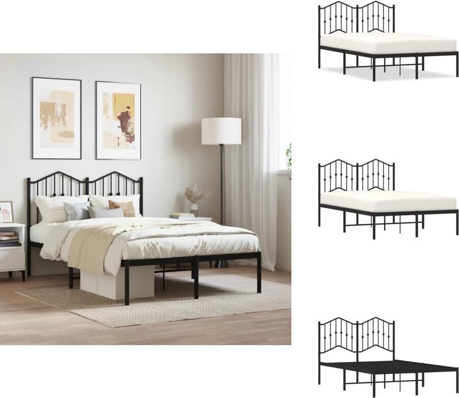 VidaXL Bedframe Klassiek Metalen Constructie Metalen Latten Extra Opbergruimte Comfortabele Ondersteuning Zwart 207 x 125 x 90 cm Bed - Foto 5