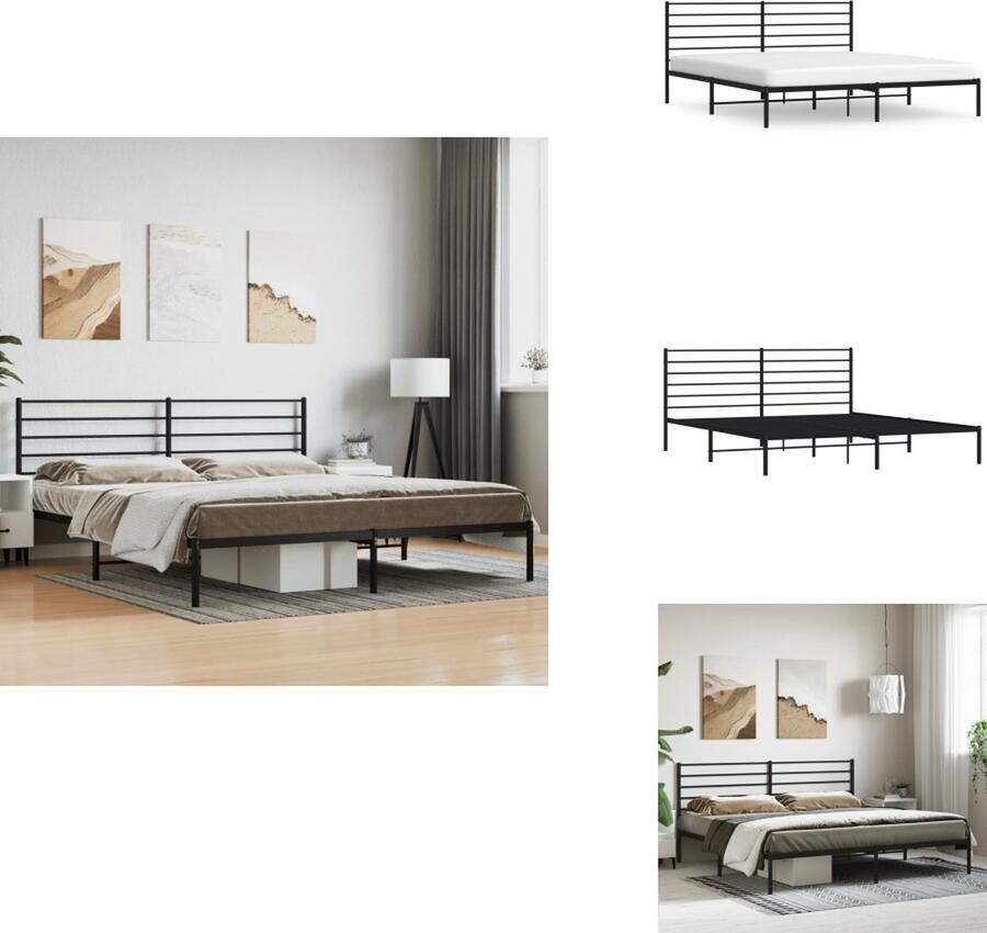 VidaXL Bedframe Bedframes Tweepersoonsbed Bed Bedframe met hoofdbord metaal zwart 183x213 cm