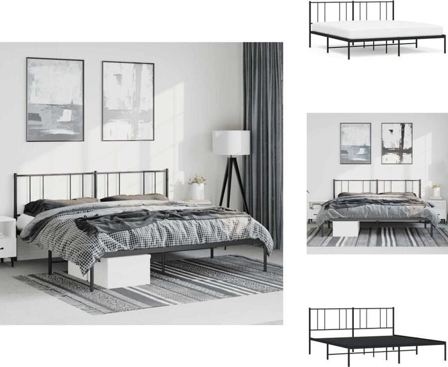 VidaXL Bedframe Bedframes Tweepersoonsbed Bed Bedframe met hoofdbord metaal zwart 183x213 cm