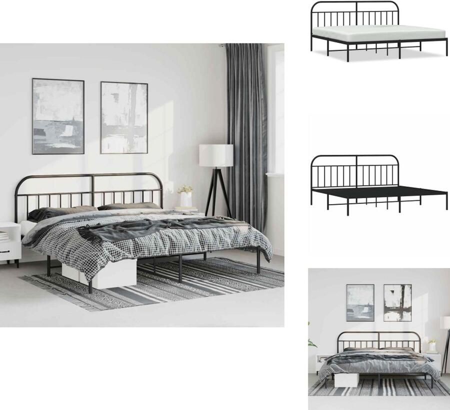 VidaXL Bedframe Classic Metaal 207 x 198 x 100 cm Robuuste constructie Extra opbergruimte Zwart Bed - Foto 2