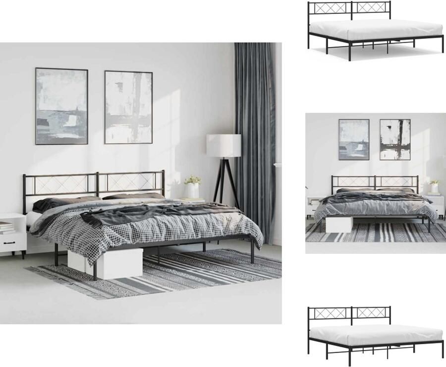 VidaXL Bedframe Classic Metaal 207 x 198 x 100 cm Robuuste constructie Extra opbergruimte Zwart Bed - Foto 3
