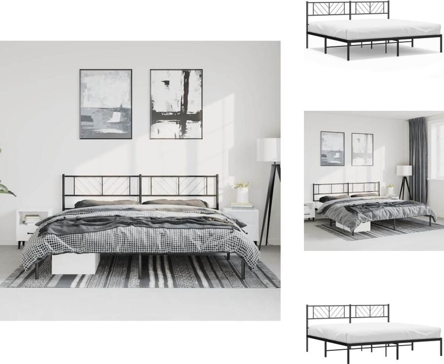 VidaXL Bedframe Classic Metaal 207 x 198 x 100 cm Robuuste constructie Extra opbergruimte Zwart Bed - Foto 4