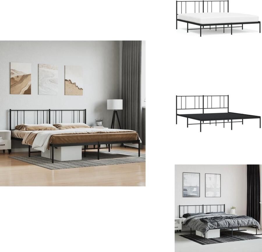 VidaXL Klassiek Bedframe Metalen Constructie Metalen Latten en Poten Extra Opbergruimte Comfortabele Ondersteuning Zwart 207x206x90 cm Bed