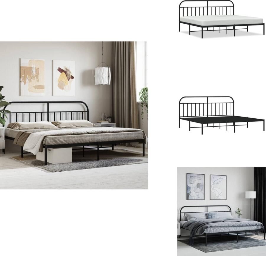 VidaXL Bedframe Bedframes Tweepersoonsbed Bed Bedframe met hoofdbord metaal zwart 200x200 cm