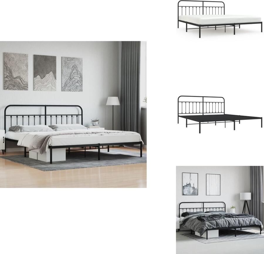 VidaXL Bedframe Bedframes Tweepersoonsbed Bed Bedframe met hoofdbord metaal zwart 200x200 cm
