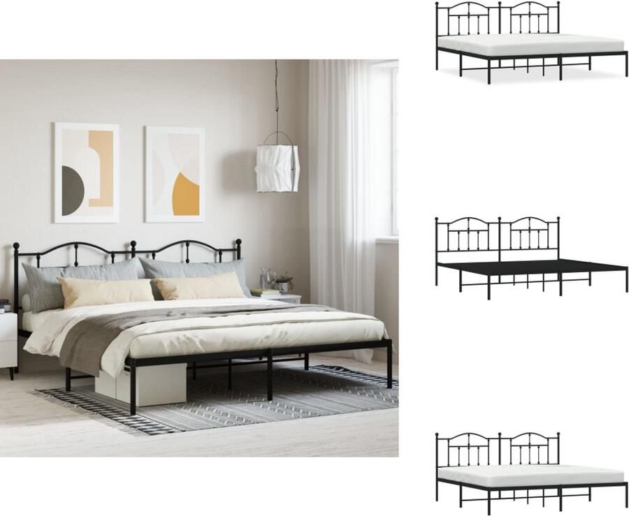 VidaXL Klassiek Bedframe Metalen Constructie Metalen Latten en Poten Extra Opbergruimte Comfortabele Ondersteuning Zwart 207x206x90 cm Bed - Foto 3