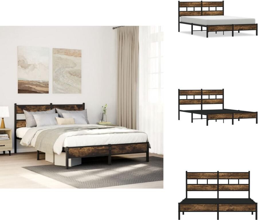 VidaXL Bedframe Bedframes Tweepersoonsbed Bed Bedframe met hoofdbord zonder matras sonoma eiken 140x200 cm