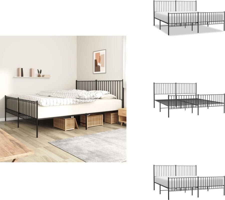 VidaXL Bedframe Klassiek Zwart 180 x 200 cm Robuust Metaal Extra Opbergruimte Functioneel Hoofd- en Voeteneinde Bed