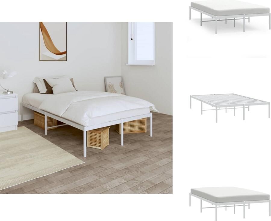 VidaXL Bedframe Bedframes Tweepersoonsbed Bed Bedframe metaal wit 120x190 cm