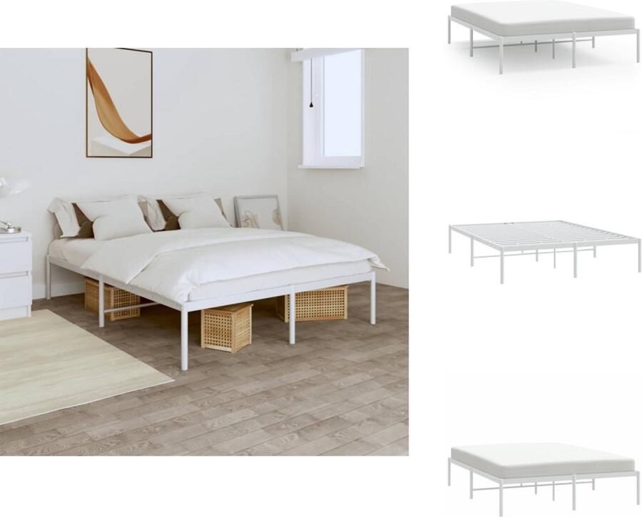 VidaXL Bedframe Bedframes Tweepersoonsbed Bed Bedframe metaal wit 140x190 cm