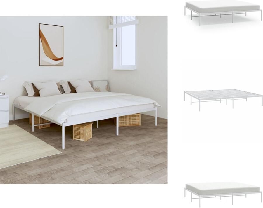 VidaXL Bedframe Bedframes Tweepersoonsbed Bed Bedframe metaal wit 193x203 cm