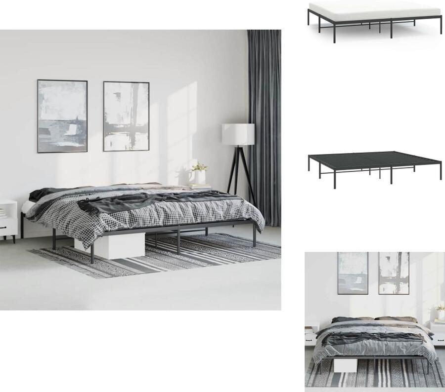 VidaXL Bedframe Bedframes Tweepersoonsbed Bed Bedframe metaal zwart 193x203 cm
