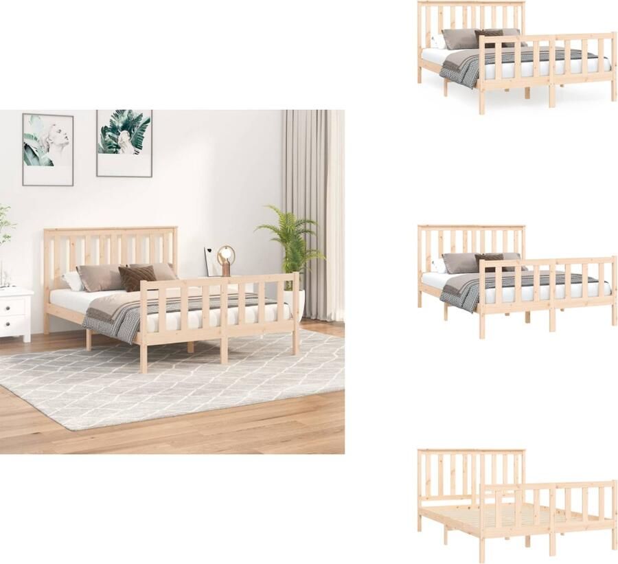 VidaXL Houten Bedframe Massief Grenen 205.5 x 126 x 101 cm Hoofdeind Geen Matras Handleiding inbegrepen Bed