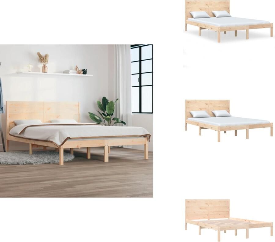 VidaXL Bedframe Klassiek Grenenhout 205.5 x 125.5 x 100 cm Massief Hout Geschikt voor 120 x 200 cm Mattress Montage vereist Bed