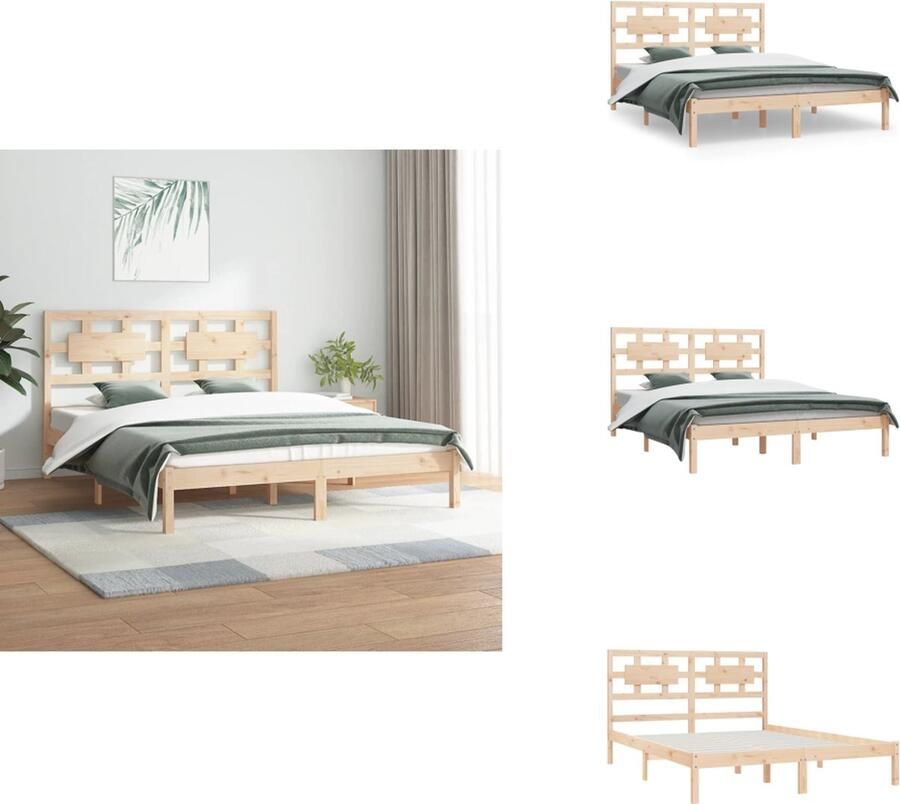 VidaXL Bedframe Bedframes Tweepersoonsbed Bed Bedframe zonder matras massief grenenhout 140x200 cm