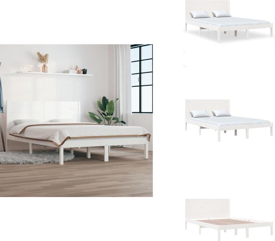 VidaXL Houten Bedframe klassiek massief grenenhout 195.5 x 145.5 x 100 cm (L x B x H) geschikt voor matras 140 x 190 cm Bed