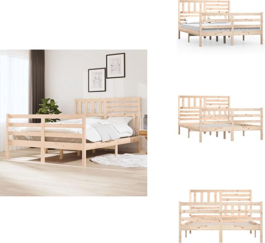 VidaXL Bedframe Bedframes Tweepersoonsbed Bed Bedframe zonder matras massief hout 140x200 cm
