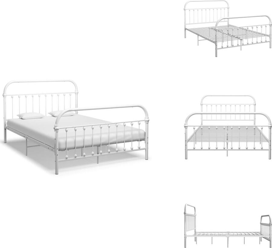 VidaXL Metalen Bedframe Wit 213 x 131 x 109 cm Geschikt voor 120 x 200 cm matras Montage vereist Bed
